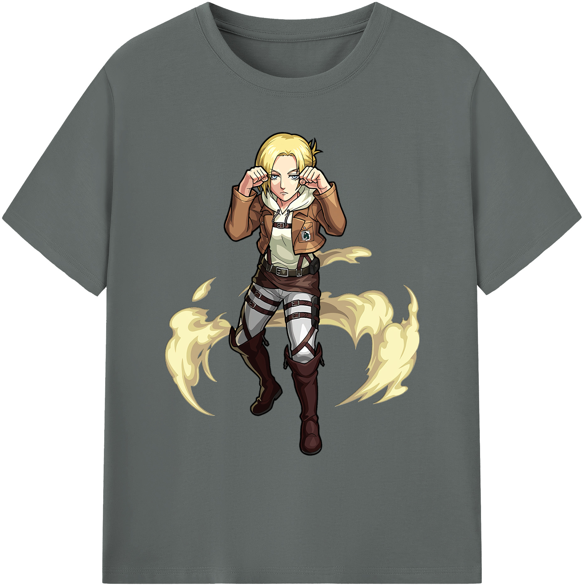 （画像用） 進撃の巨人 アニ・レオンハート Attack on Titan Annie Leonhart 綿100％ メンズ半袖Tシャツ｜肌触りやわらか＆通気性